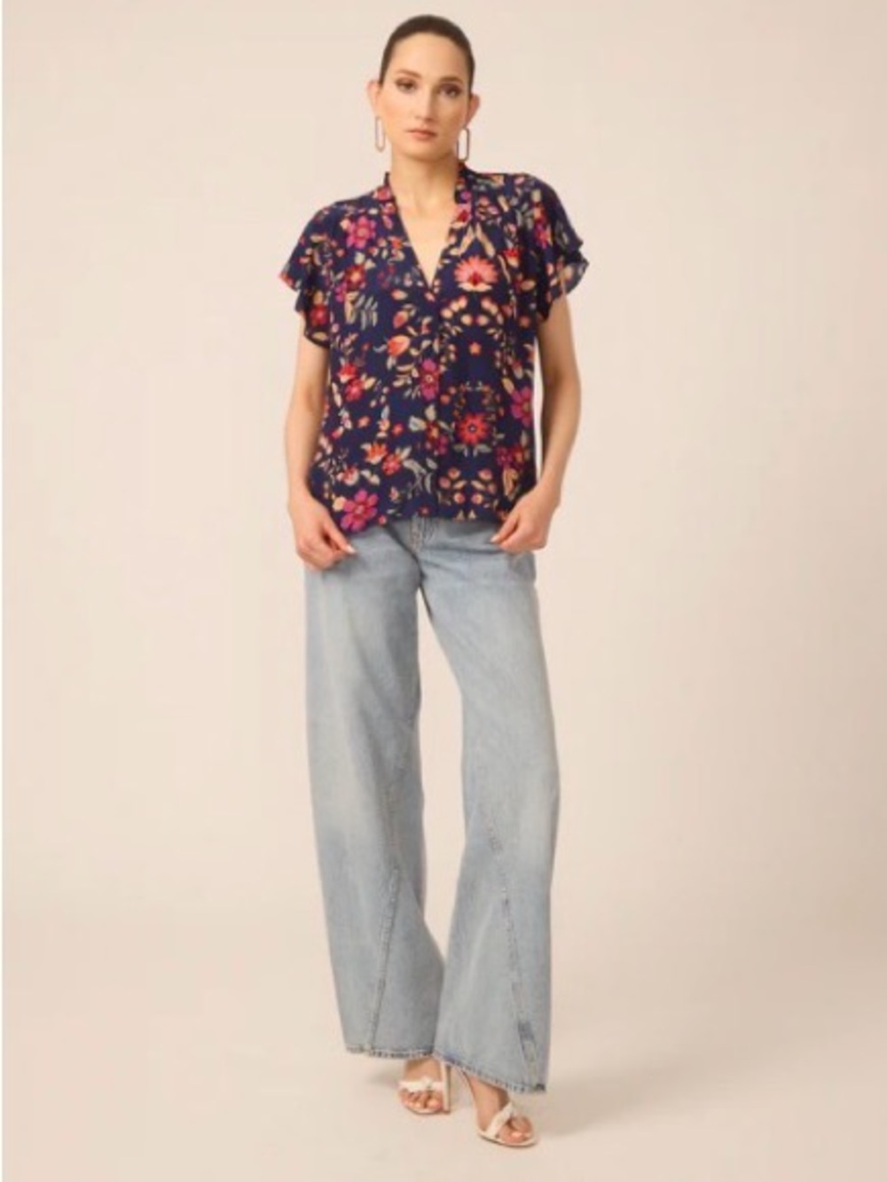 Gilner Farrar Floral Smocked Neck Blouse the Starflower Print